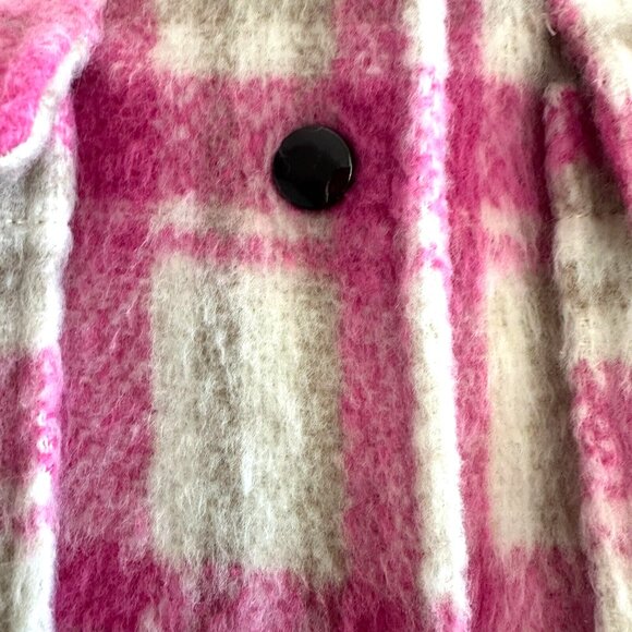 Zara Pink Plaid Crop Shirt Jacket Shacket Fuzzy Thick Coquette Western - Picture 9 of 16